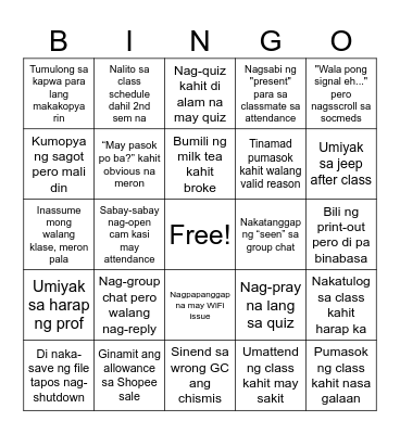 STS Bingo Card