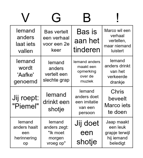 Visnet's grote bingo Card