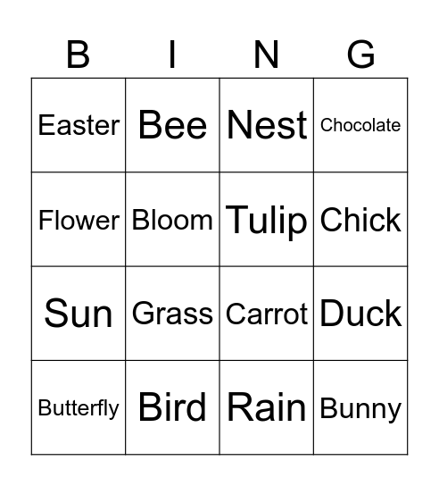 Easter Bingo Card