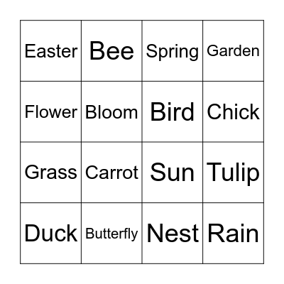 Easter Bingo Card