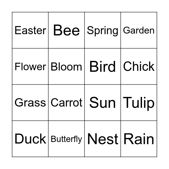 Easter Bingo Card