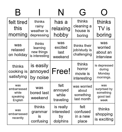 Find Someone who Bingo Card