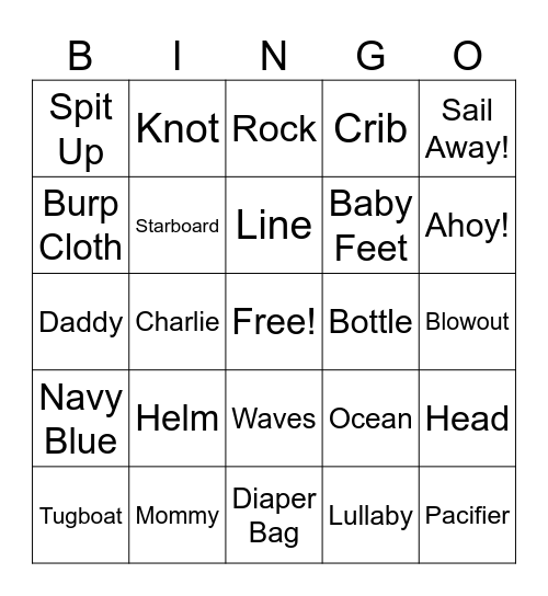 Baby Bingo Card