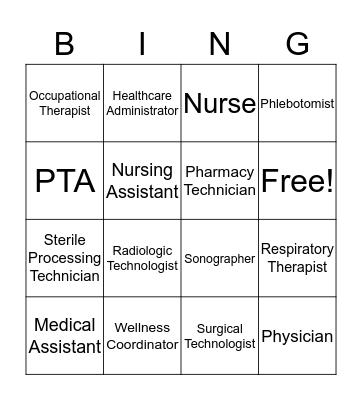 NMC Healthcare Bingo Card