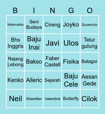 Kaito! Bingo Card