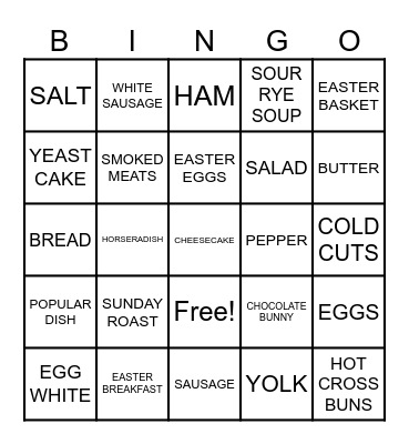 EASTER FOOD Bingo Card