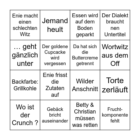 Das große Backen Bingo Card