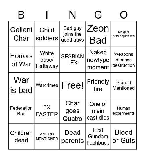GQUUUUUUQ BINGO Card