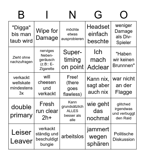 LFG Bingo Card