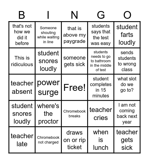 TN Ready teacher edition Bingo Card