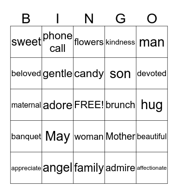 MOTHER'S DAY BINGO  Bingo Card