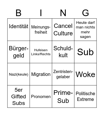 Vincent's Bingo Card