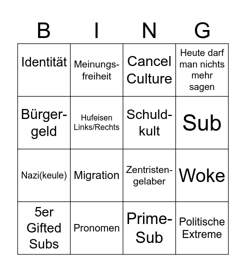 Vincent's Bingo Card