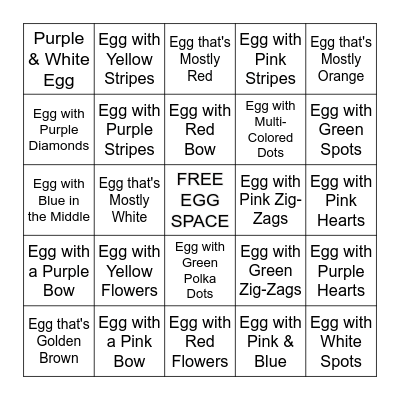 Easter Egg Hunt BINGO! Bingo Card