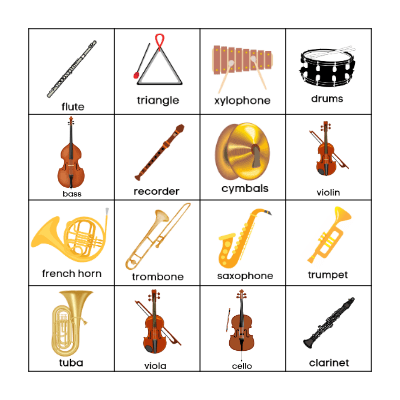 INSTRUMENT BINGO Card