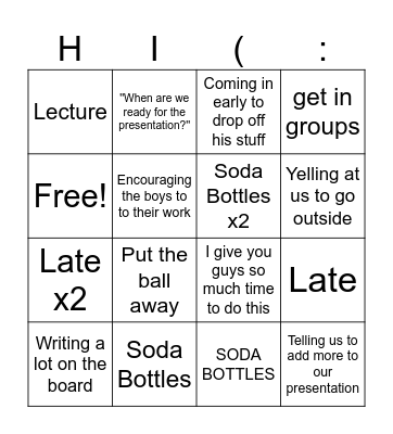 Mr March BINGO Card