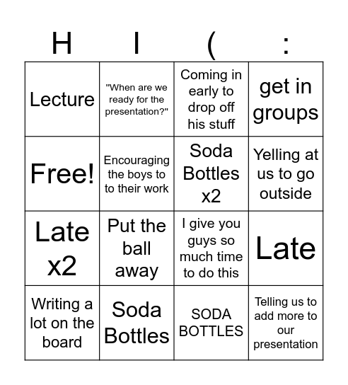 Mr March BINGO Card