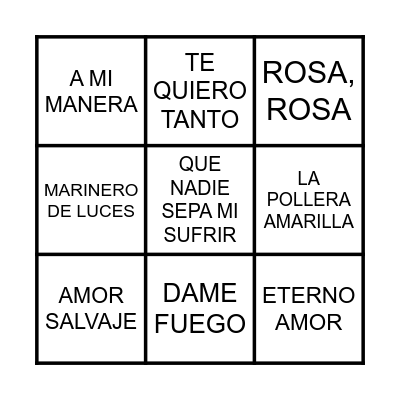 BINGO MUSICAL Bingo Card