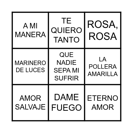 BINGO MUSICAL Bingo Card