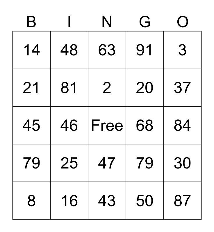 ECC Foundation Bingo Card