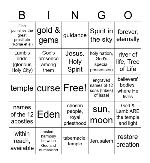 Lesson 27 Bingo Card