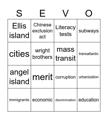STEVO BINGO Card
