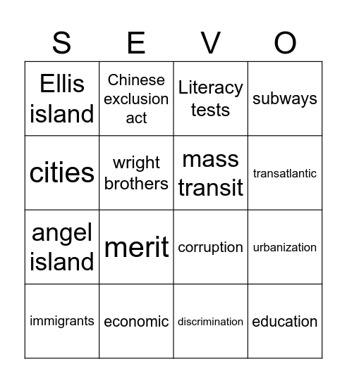 STEVO BINGO Card