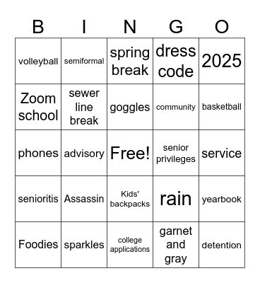 Senior Nostalgia Bingo Card