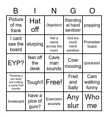 Chemistrey Bingo Card