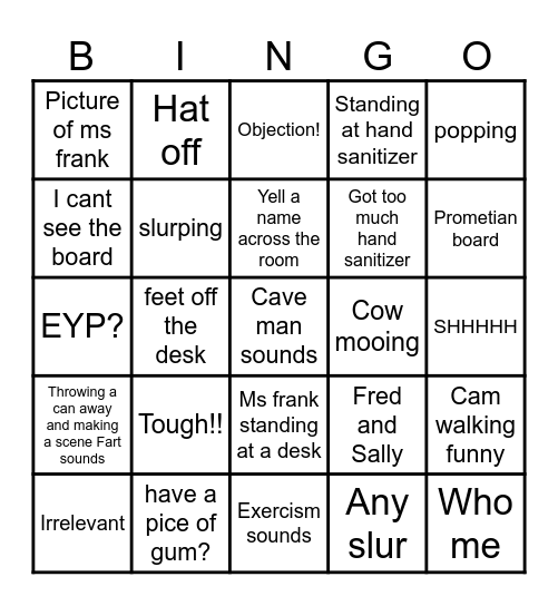 Chemistrey Bingo Card