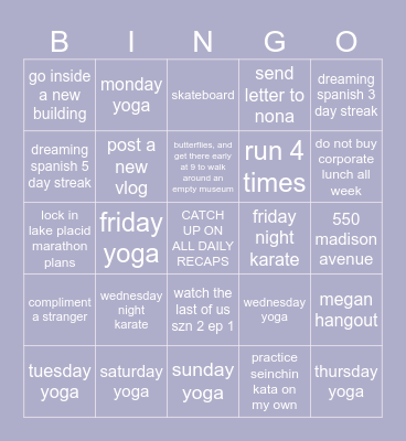 bingo and it's THIS WEEK Bingo Card
