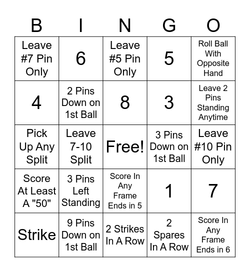 Bowling Bingo Card
