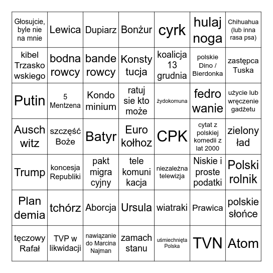 Debata w Republice Bingo! Bingo Card