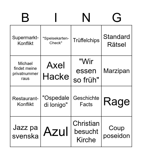 Italien Bingo Card