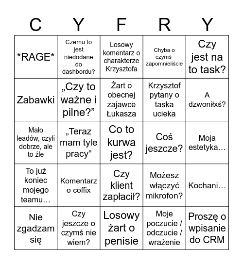 Firmowe Bingo Card