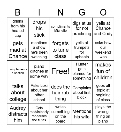 Mccroskey Bingo Card