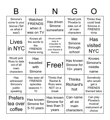 How YOU doin'? Bingo Card
