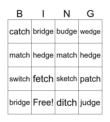Vocabulary Bingo Card