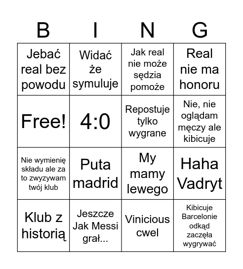 Bingo barceloniarza Bingo Card