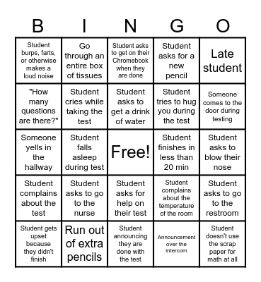 TCAP Bingo Card