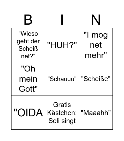 Seli´s Ausraster Bingo Card
