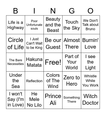 Cartoon Jams Bingo Card