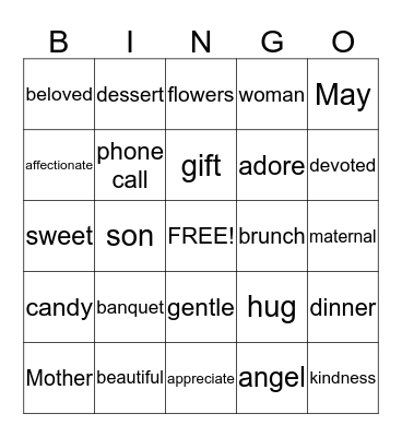 MOTHER'S DAY BINGO  Bingo Card