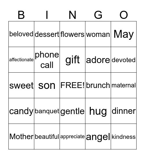 MOTHER'S DAY BINGO  Bingo Card