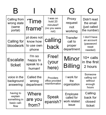 PT Medical IT Bingo Card