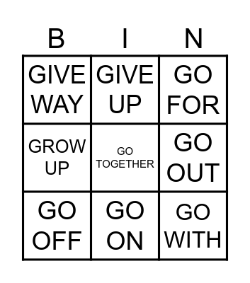 PHRASAL VERBS 31 - 40. Bingo Card