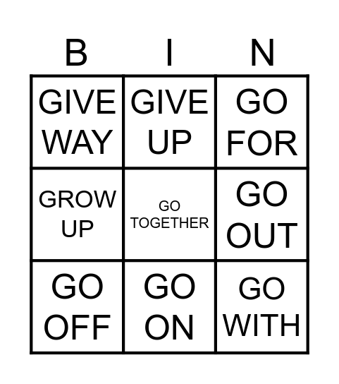PHRASAL VERBS 31 - 40. Bingo Card