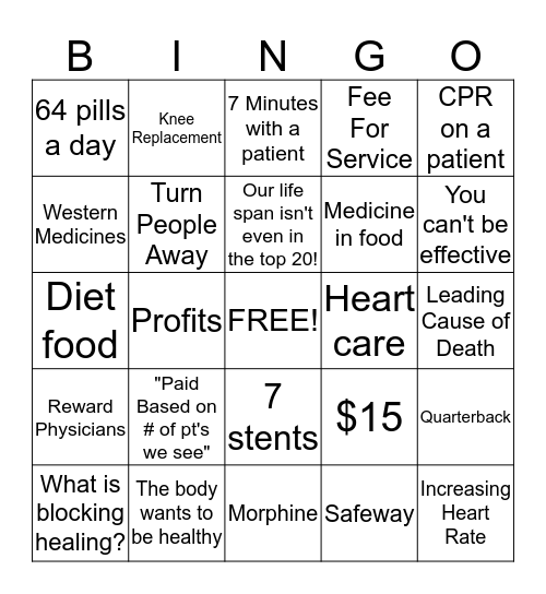 Escape Fire Bingo Card