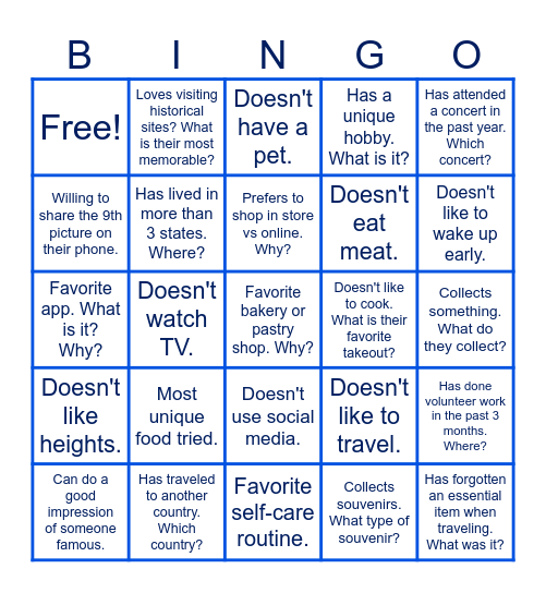Who's Who Bingo Card