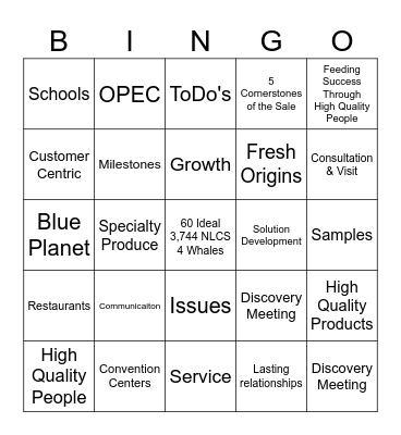 Express Produce Meeting Bingo Card